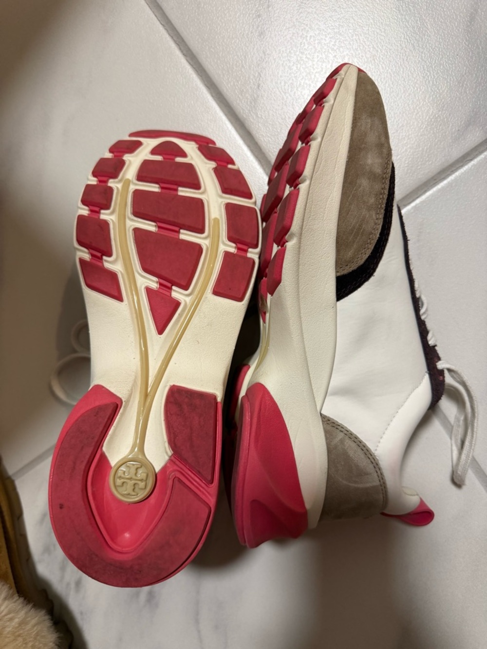 Tory Burch Good Luck Trainer Sneakers Ivory, Taupe, Pink - Picture 5 of 5